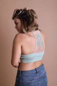 Plus Size Tattoo Mesh Racerback Bralette | Leto Accessories | Sage 1X/2X | Arrow Women's Boutique