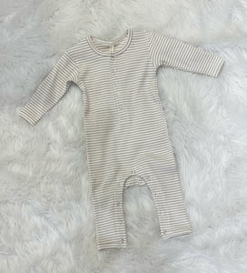 Ribbed Baby Jumpsuit-Ash Stripe | Quincy Mae | | Arrow Women's Boutique