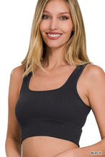 Load image into Gallery viewer, RIBBED SQUARE NECK CROPPED TANK TOP | ZENANA | BLACK S/M | Arrow Women&#39;s Boutique