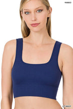 Load image into Gallery viewer, RIBBED SQUARE NECK CROPPED TANK TOP | ZENANA | LT NAVY S/M | Arrow Women&#39;s Boutique