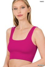 Load image into Gallery viewer, RIBBED SQUARE NECK CROPPED TANK TOP | ZENANA | MAGENTA S/M | Arrow Women&#39;s Boutique