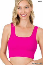 Load image into Gallery viewer, RIBBED SQUARE NECK CROPPED TANK TOP | ZENANA | NEON HOT PINK S/M | Arrow Women&#39;s Boutique