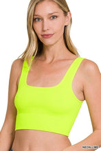 Load image into Gallery viewer, RIBBED SQUARE NECK CROPPED TANK TOP | ZENANA | NEON LIME S/M | Arrow Women&#39;s Boutique