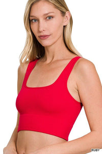 RIBBED SQUARE NECK CROPPED TANK TOP | ZENANA | RUBY S/M | Arrow Women's Boutique
