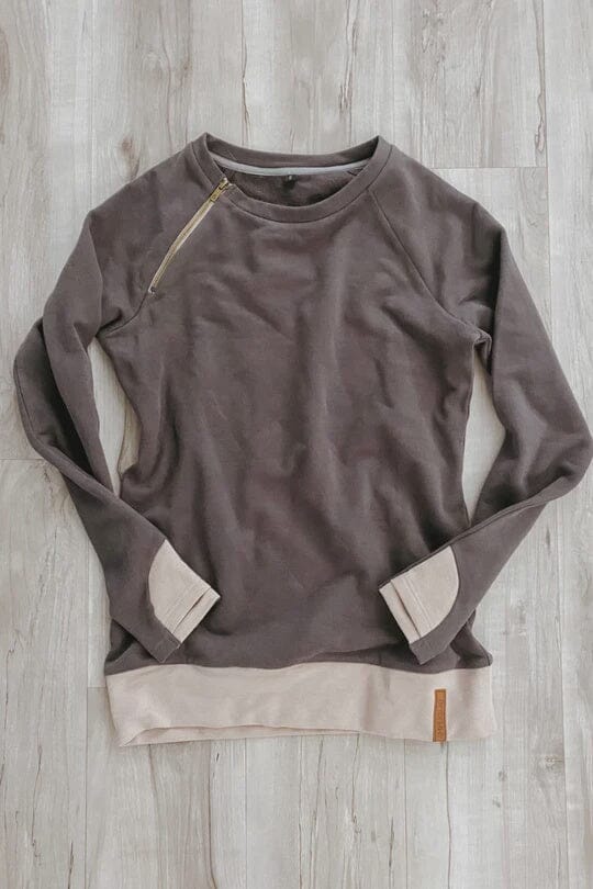 SideZip Pullover Youth - Charcoal & Dusty Mauve | Ampersand Avenue | | Arrow Women's Boutique