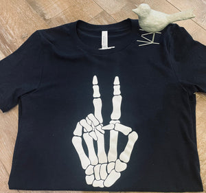 Skeleton Peace Sign Tee | Kissed Apparel | | Arrow Women's Boutique