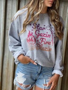 Star Gazin' Sweatshirt | Ask Apparel | Heather Grey L | Arrow Women's Boutique