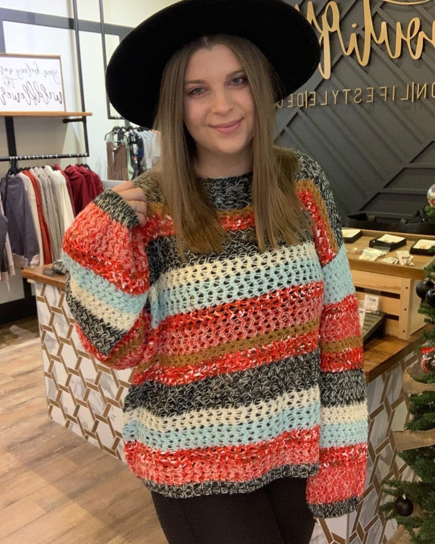 Stripe Sweater || Multi-Color | Bibi | | Arrow Women's Boutique