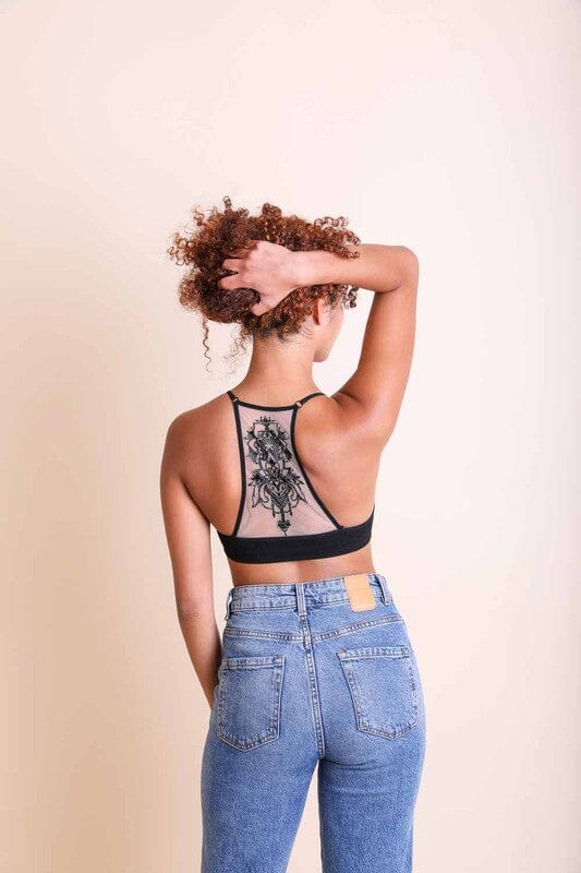 Tattoo Mesh Racerback Bralette | Leto Accessories | Black XS/S | Arrow Women's Boutique