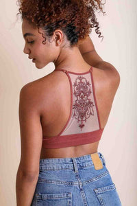 Tattoo Mesh Racerback Bralette | Leto Accessories | Rust XS/S | Arrow Women's Boutique