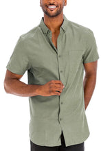 Load image into Gallery viewer, Weiv Men&#39;s Casual Short Sleeve Solid Shirts | WEIV | OLIVE M | Arrow Women&#39;s Boutique