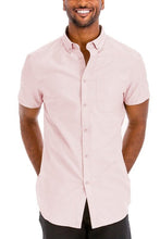 Load image into Gallery viewer, Weiv Men&#39;s Casual Short Sleeve Solid Shirts | WEIV | Pink M | Arrow Women&#39;s Boutique