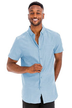 Load image into Gallery viewer, Weiv Men&#39;s Casual Short Sleeve Solid Shirts | WEIV | SKY M | Arrow Women&#39;s Boutique