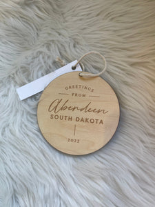 Wooden Christmas Ornaments | Gladfolk | Greetings from South Dakota | Arrow Women's Boutique
