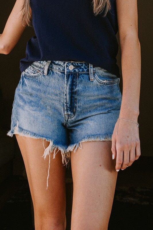 XS-S-M-L - DISTRESSED RIGID MOM SHORTS | VERVET by Flying Monkey | SAN MATEO XS | Arrow Women's Boutique